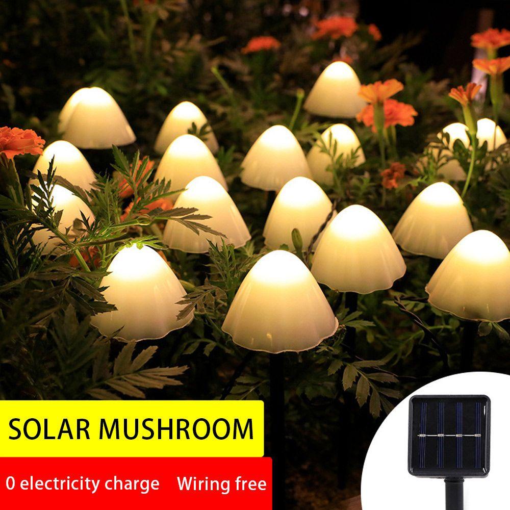 KRNY Dây Đèn LED Năng Lượng Mặt Trời Hình Nấm Trang Trí Sân Vườn