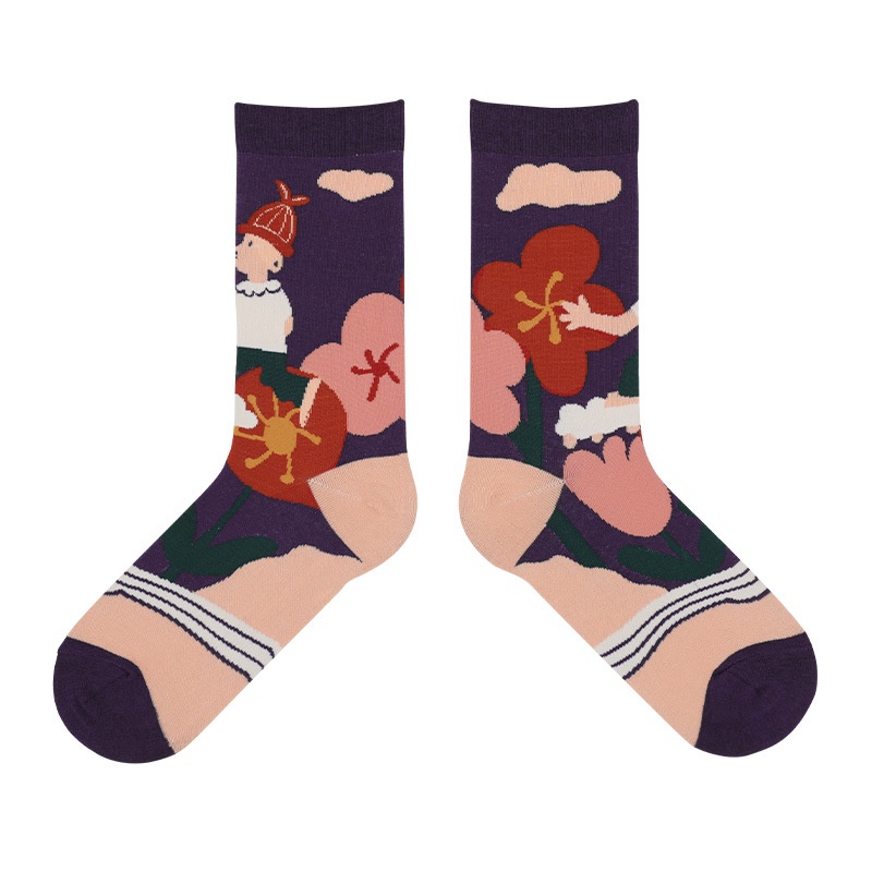 Vớ WAFNHA D19 vải cotton thời trang 4 mùa phong cách mới unisex