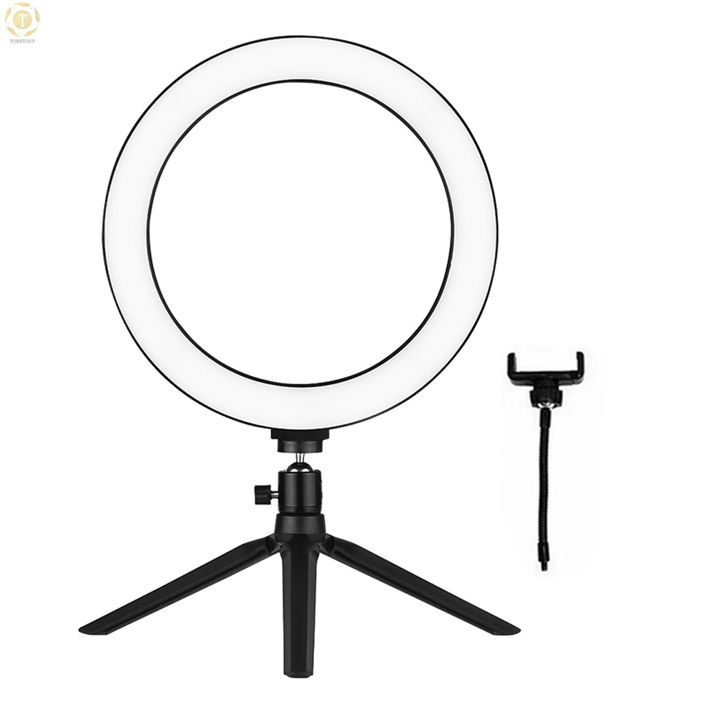 Shipped within 12 hours】 10 Inch LED Ring Light with Tripod Stand Phone Holder 3200K-5500K Dimmable Table Camera Light Lamp 3 Light Modes & 10 Brightness Level for YouTube Video Photo Studio Live Stream Portrait Makeup Photography Ring Light [TO]