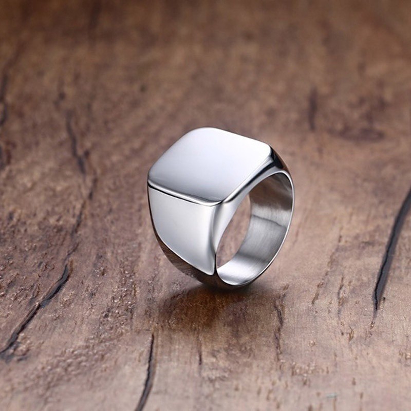 Nhẫn mạ bạc mặt vuông đính đá topaz thời trang cho nam
