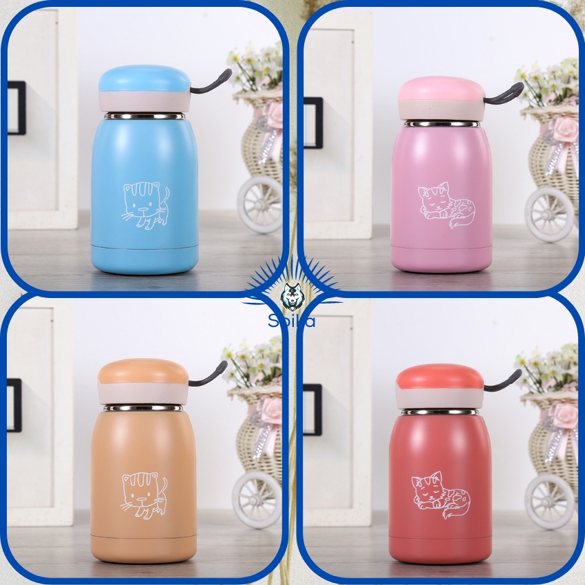 Bình Giữ Nhiệt Cute Cho Bé SOIKA ST01300 Inox 304 300ml Họa Tiết Mèo Con Nhiều Màu