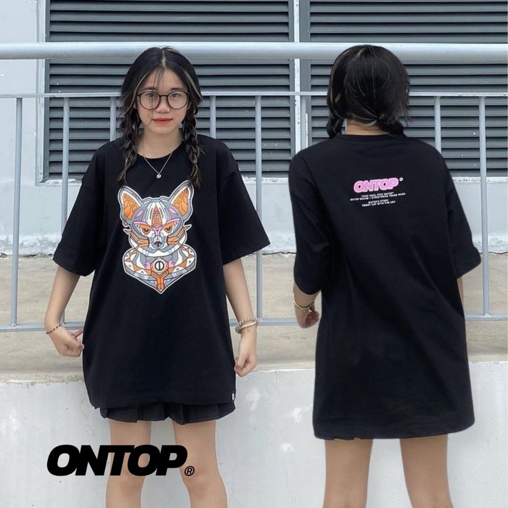 Áo thun tay lỡ form rộng nam nữ màu đen local brand ONTOP - illusion Matop O14-T3