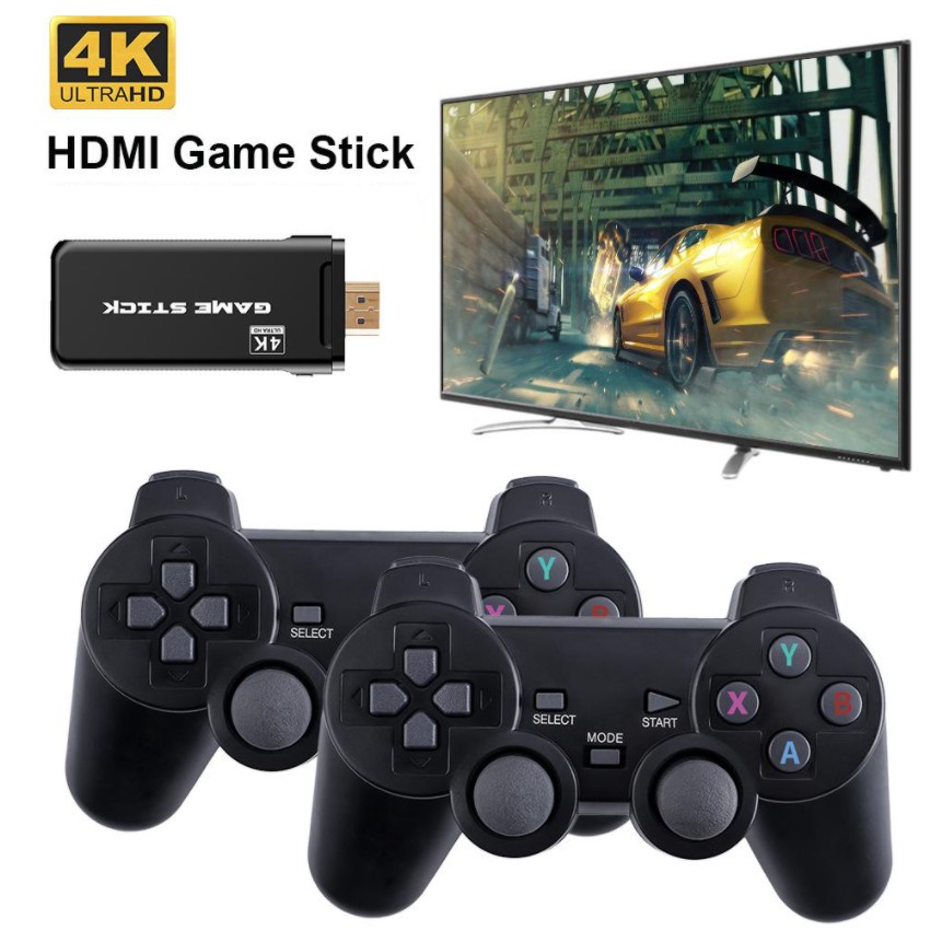 Máy chơi game 10000 trò - Game Stick 4K kèm 2 tay cầm chơi game - Kết nối Tivi HDMI - Tặng Thẻ nhớ 64G-BH 12 tháng