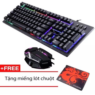 Combo bàn phím LED giả cơ G20 và chuột chơi Game EWDEAN T06 (Đen) + Tặng kèm lót chuột