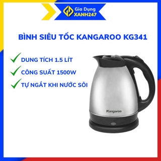 Ấm siêu tốc kangaroo kg341, bình đun siêu tốc 1.5 lít gia dụng chính hãng -