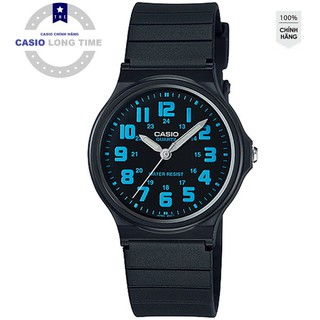 ĐỒNG HỒ NAM CASIO MQ-76-2ALDF Dây nhựa đen - Mặt đen số xanh- chống nước 50m bảo hàn