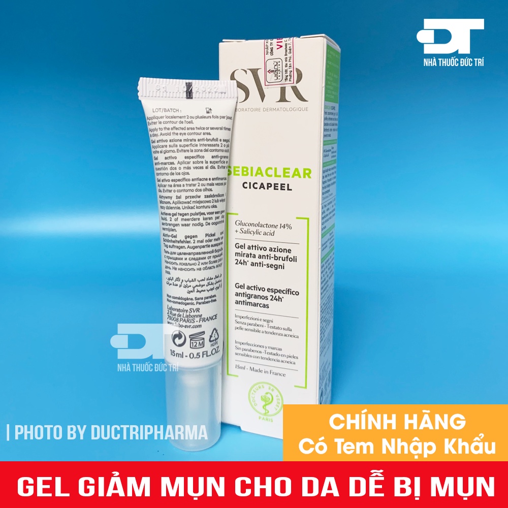 Gel làm giảm mụn cho da dễ bị mụn - SVR SEBIACLEAR CICAPEEL 15ML