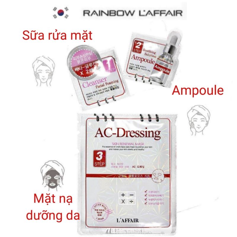 Combo sữa rửa mặt, ampoule, mặt nạ cho da nhạy cảmRainbow L'affair Ac-dressing 28ml