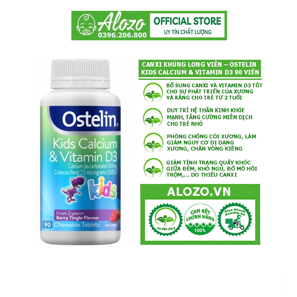 Canxi Ostelin khủng long viên cho bé - Ostelin Kids Calcium & Vitamin D3 90 viên