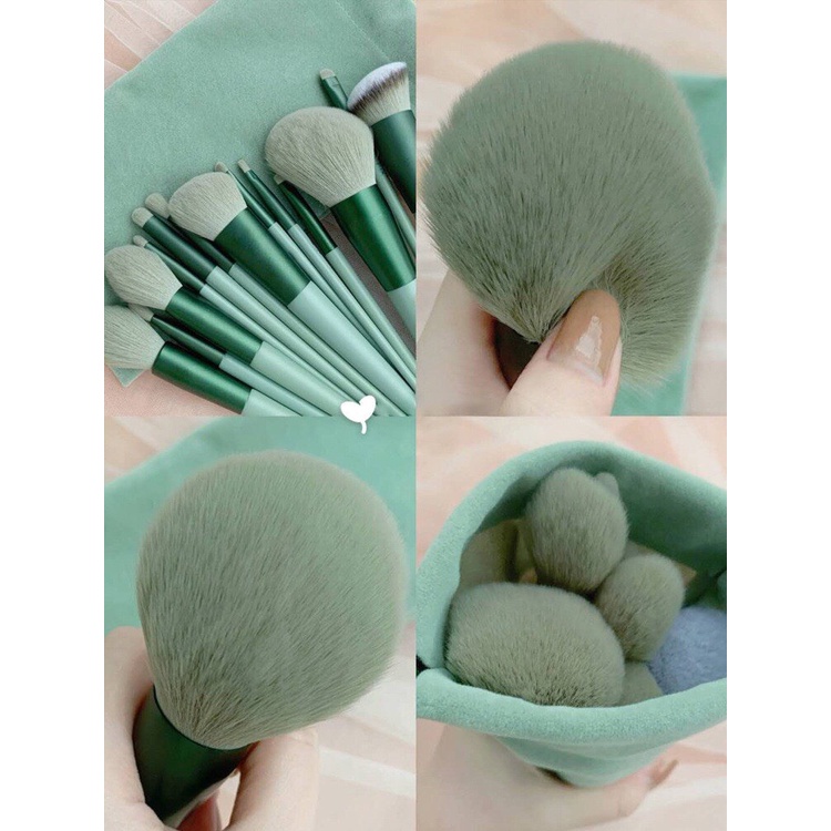 Bộ cọ trang điểm lông siêu mềm 13 cây jengiang kèm túi nhung xinh