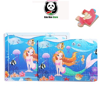 (Nhiều chủ đề) Tranh Xếp Hình 60 Mảnh Khung Bảng Gỗ Cho Bé 1-10 Tuổi