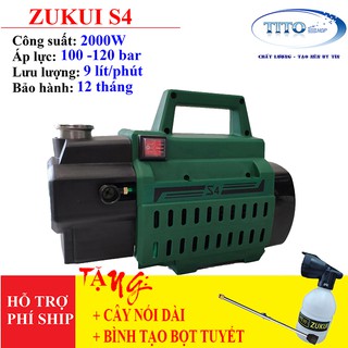 MÁY RỬA XE GIA ĐÌNH ZUKUI S4 - 2000W - Tặng bình xà phòng, cút nối bằng đồng