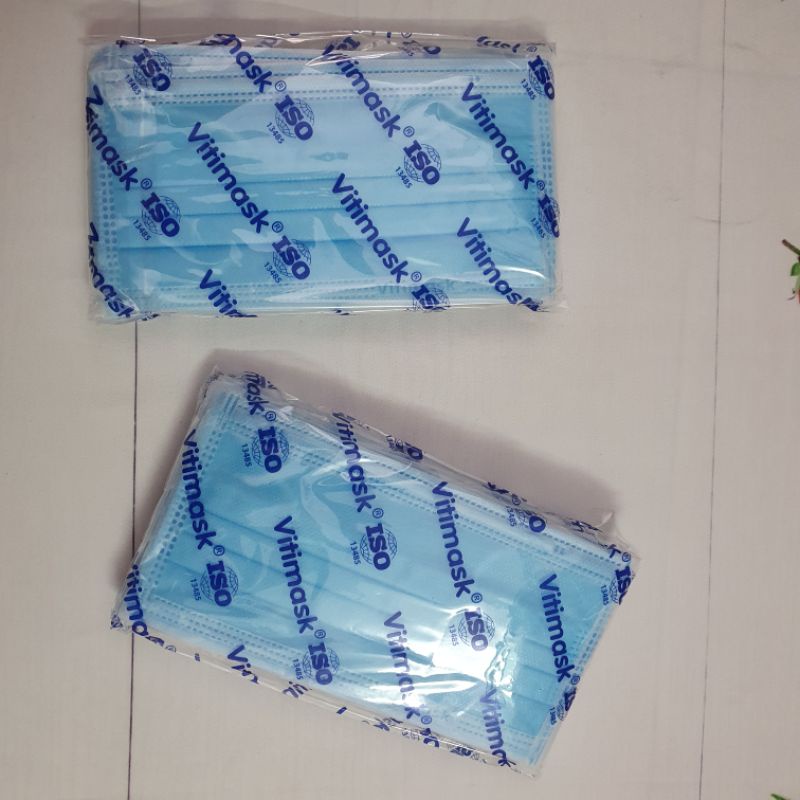 Khẩu Trang Y tế 4 lớp Vitimask Màu Xanh, Xám Hộp 50 cái | BigBuy360 - bigbuy360.vn