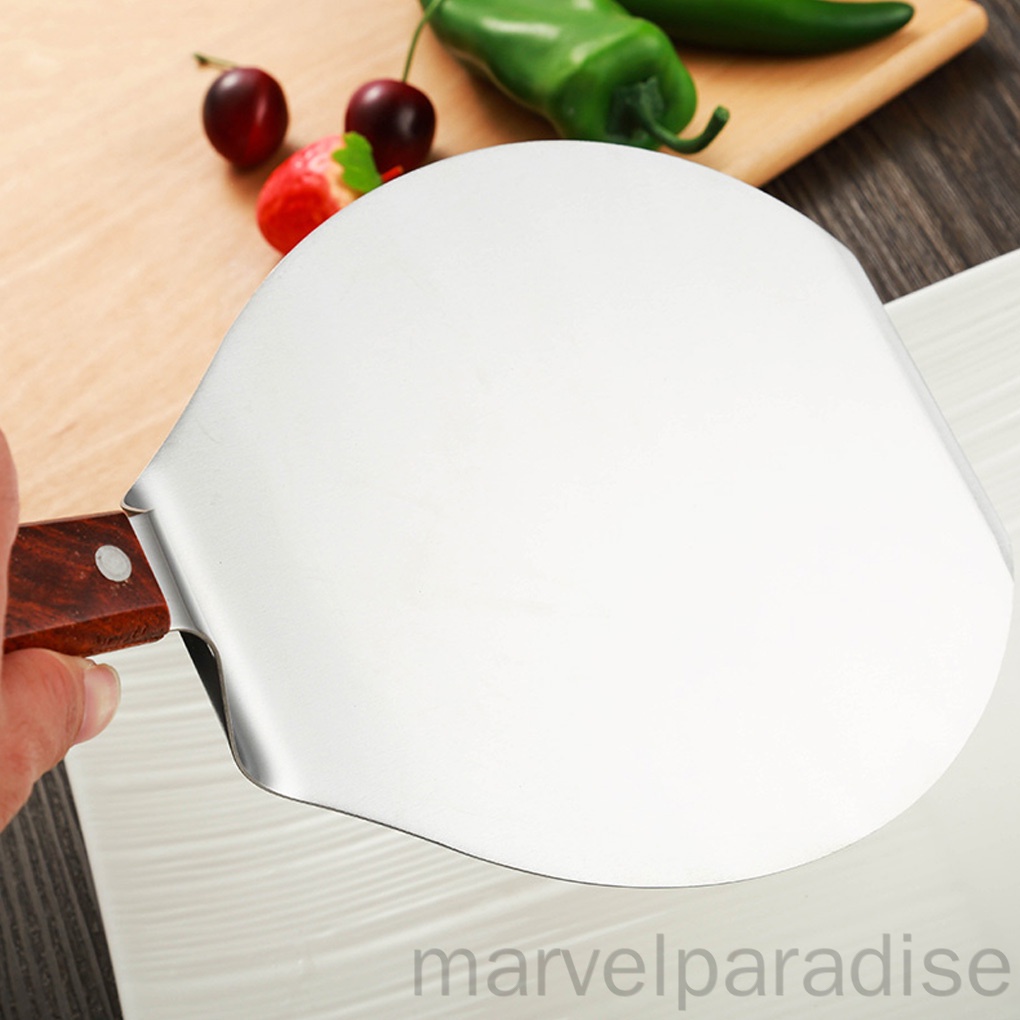 Dụng cụ làm bánh pizza hình tròn bằng thép không gỉ tay cầm gỗ
