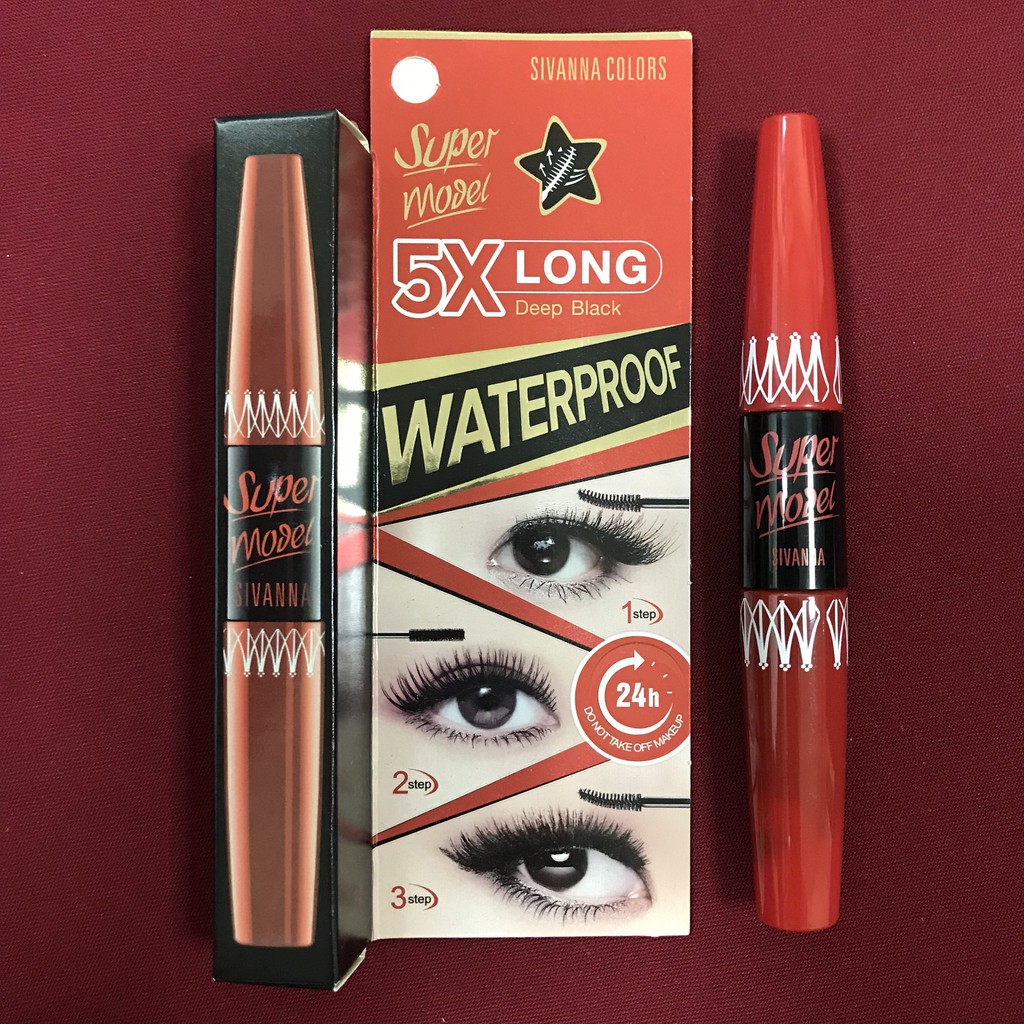 [SALE] [CAM KẾT 100% CHÍNH HÃNG] Mascara Hai Đầu Super Model 5x Long Deep Black Sivanna Colors Thái Lan