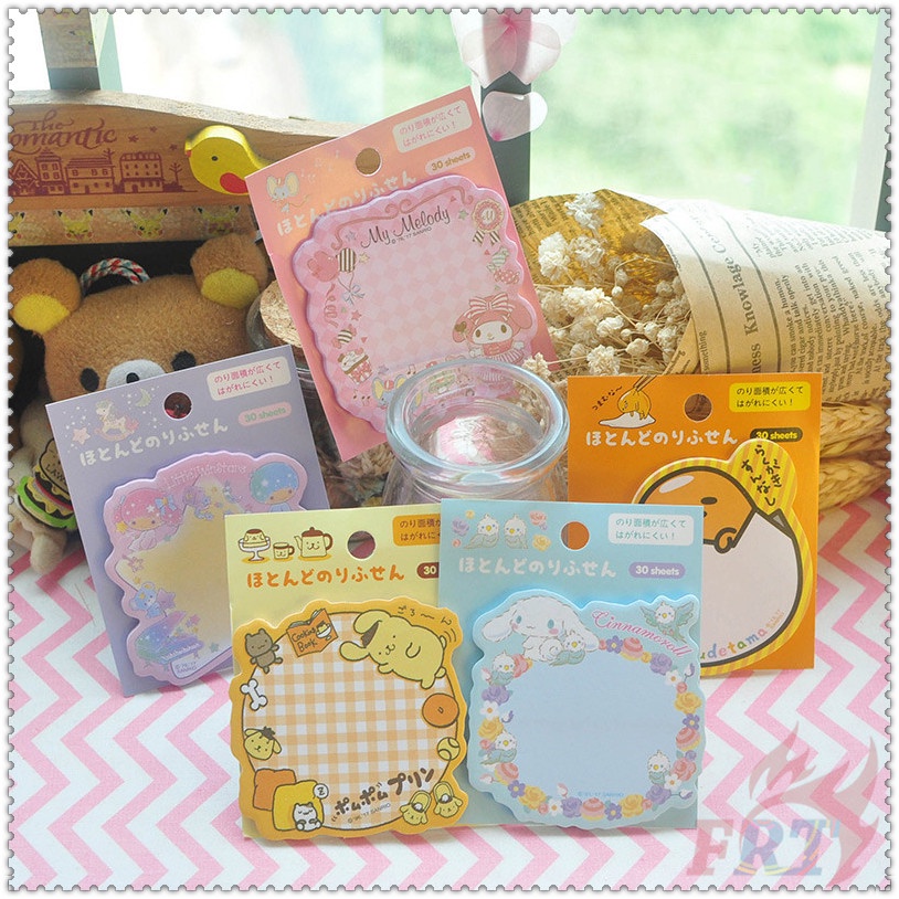 30 Tờ / Bộ ✿ Ghi Chú Dính Sanrio Q-1 ✿Giấy Dán Ghi Chú Họa Tiết Hoạt Hình Little Twin Stars / Gudetama / Cinnamonroll / My Melody / PomPomPurin N Times