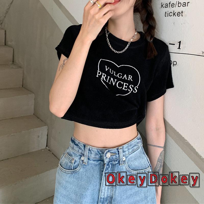 Áo Croptop Tay Ngắn In Chữ Thời Trang Xuân Thu Dành Cho Nữ