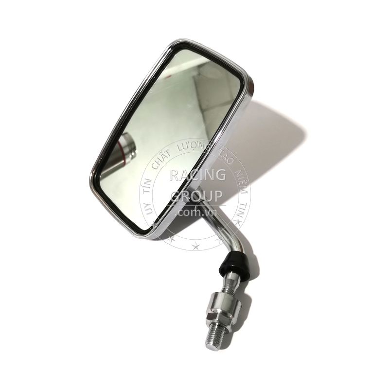 Gương xe máy thời trang mẫu vuông lớn xi inox moto cán sắt gắn chân gương, kính chiếu hậu cho AB, SH, SH Mode, Wave,…