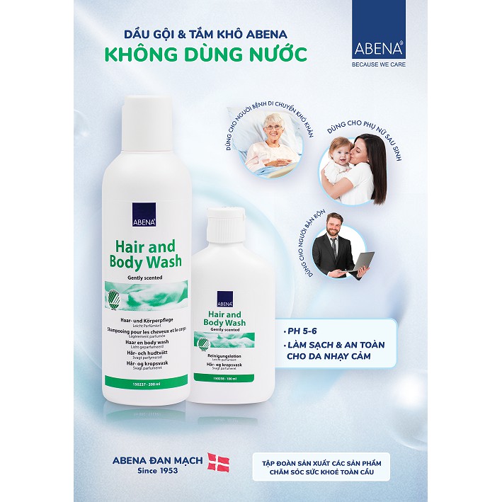 Dầu gội và tắm không dùng nước Abena 100ml