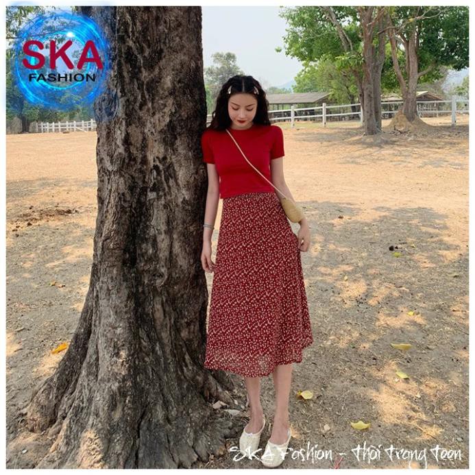 Chân Váy Vinage Dáng Dài Hoa Nhí Chất Voan 2 Lớp Ulzzang Hàn Quốc - SKA | BigBuy360 - bigbuy360.vn
