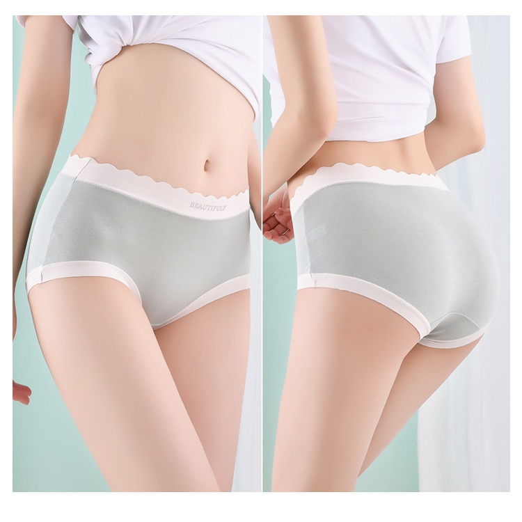 Quần Lót Nữ Cạp Vừa  - Quần Lót Cotton Trơn Co Giãn Thấm Mồ Hôi AMYBRA L058