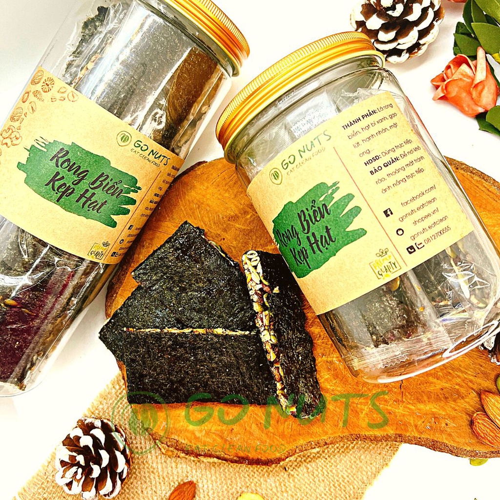Rong biển kẹp hạt GO NUTS không đường bánh ăn kiêng hỗ trợ giảm cân bánh hạt dinh dưỡng ngũ cốc bánh healthy thuần chay