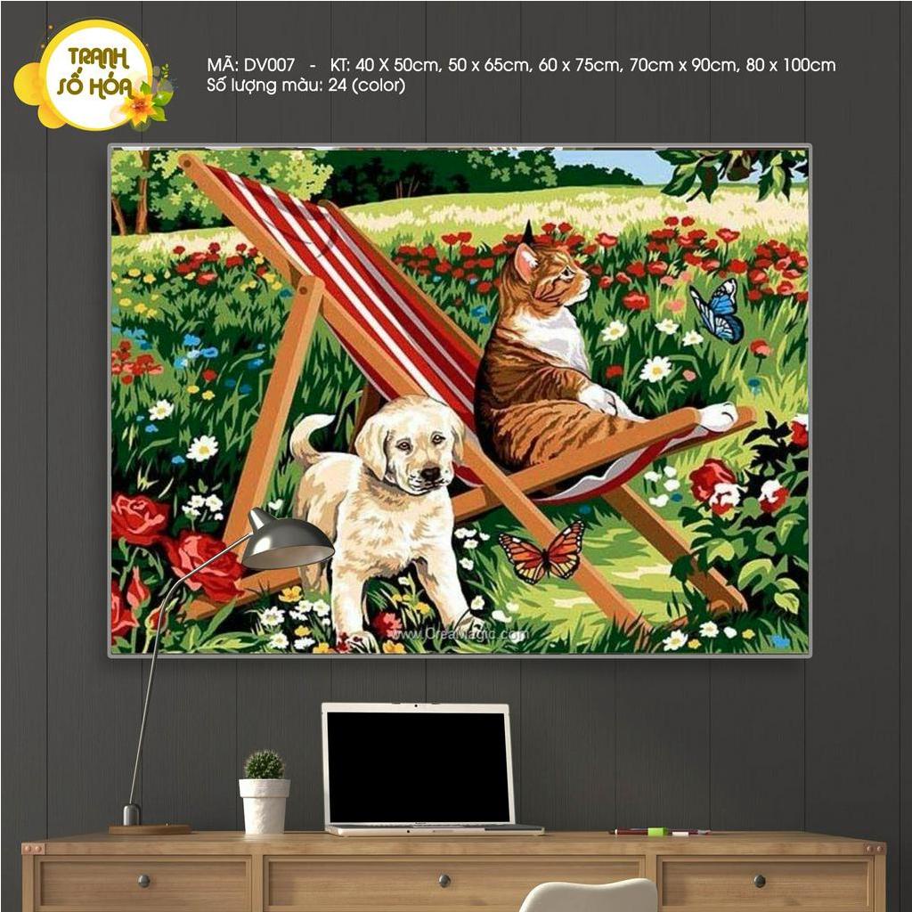 Tranh sơn dầu số hóa tự tô Động vật DV007 ​- Tặng kèm cọ , màu , khung , Paint by numbers DIY - ToastedART