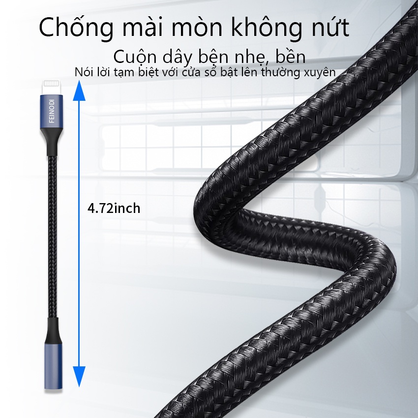 Anytrox jack chuyển đổi ip có mic sạc nhanh lighning sạc thành chân tai nghe 3.5mm chính hãng MFI Chứng nhận cho phone