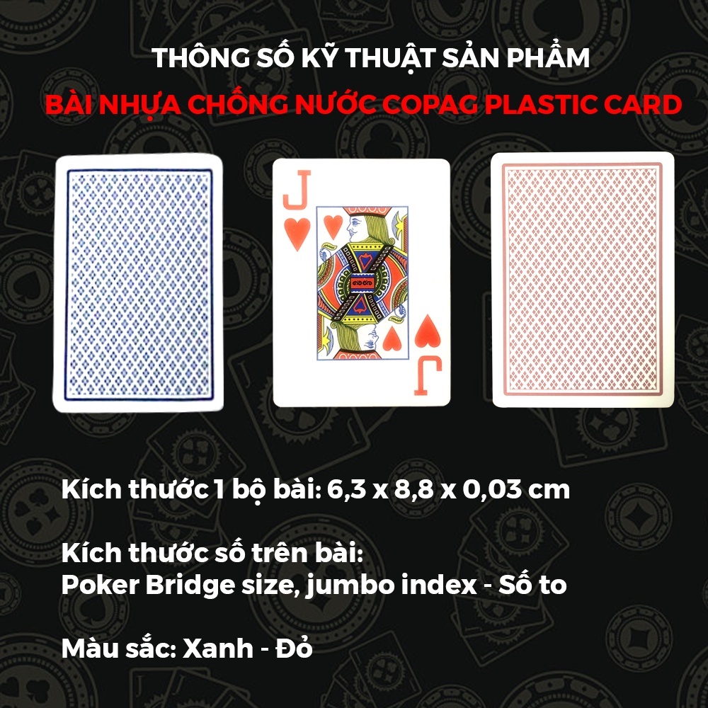 Bài tây nhựa bridge size, bài poker Copag Plastic Card số to Jumbo chống nước - 1996V Poker Shop