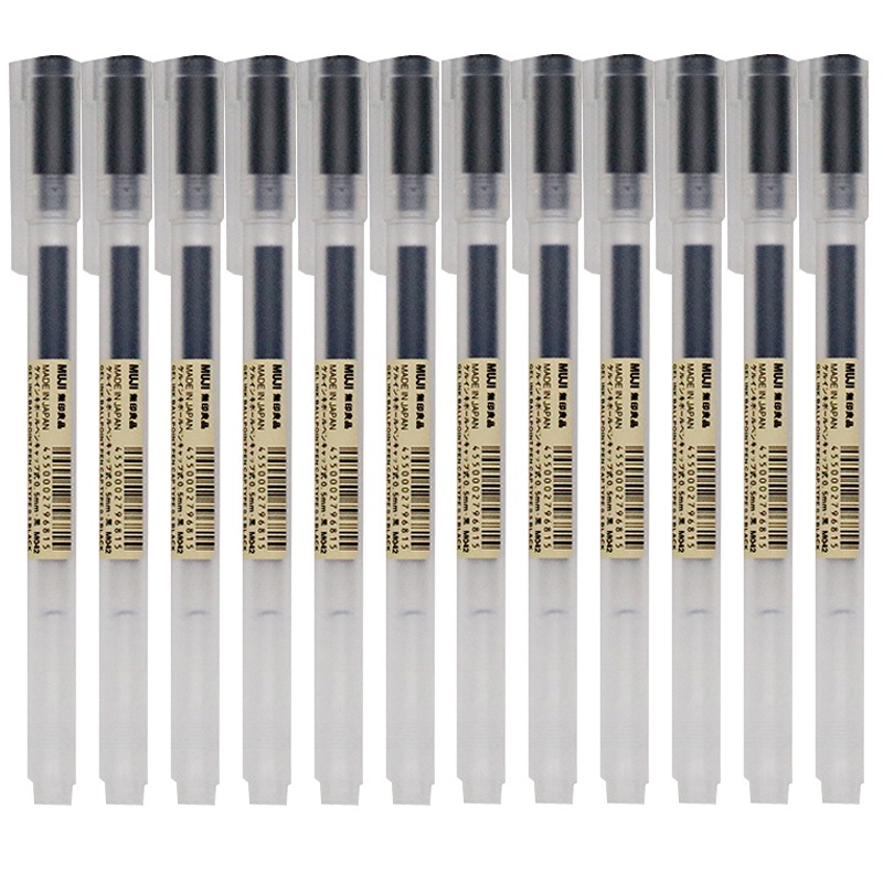 Bút viết mực gel MUJI nhám trong suốt màu đen / lam / lam đậm / đỏ đậm bản 2018 mới