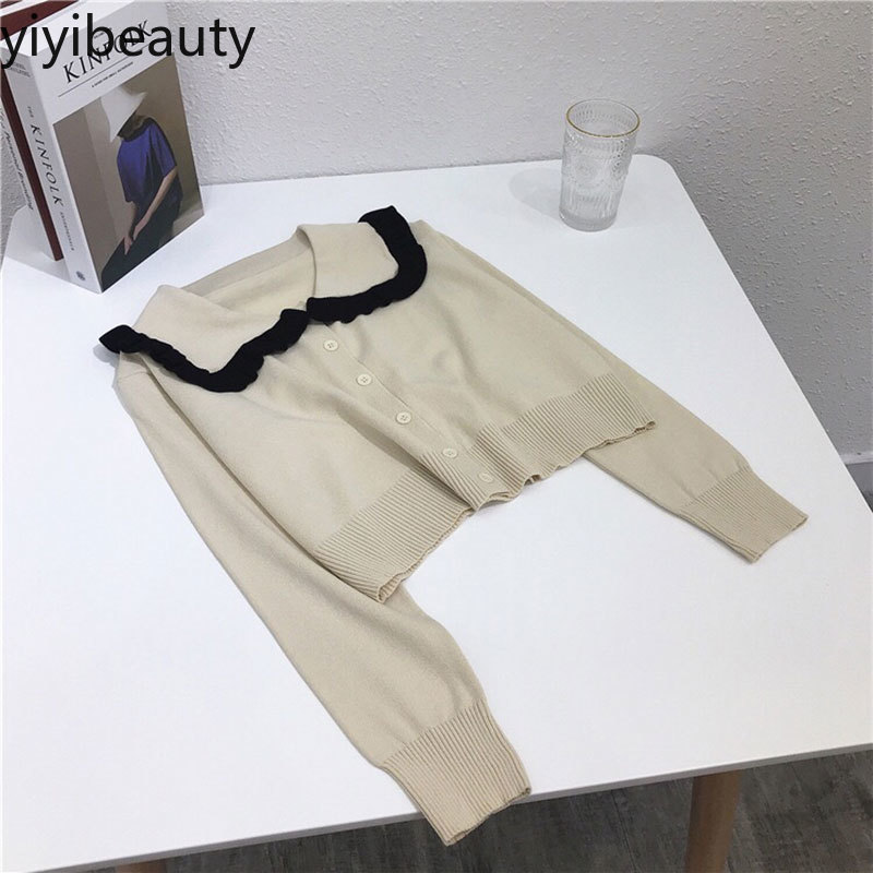 yiyibeauty 2020 women high waist slimming short style single-breasted long sleeve knitted cardigan top | BigBuy360 - bigbuy360.vn