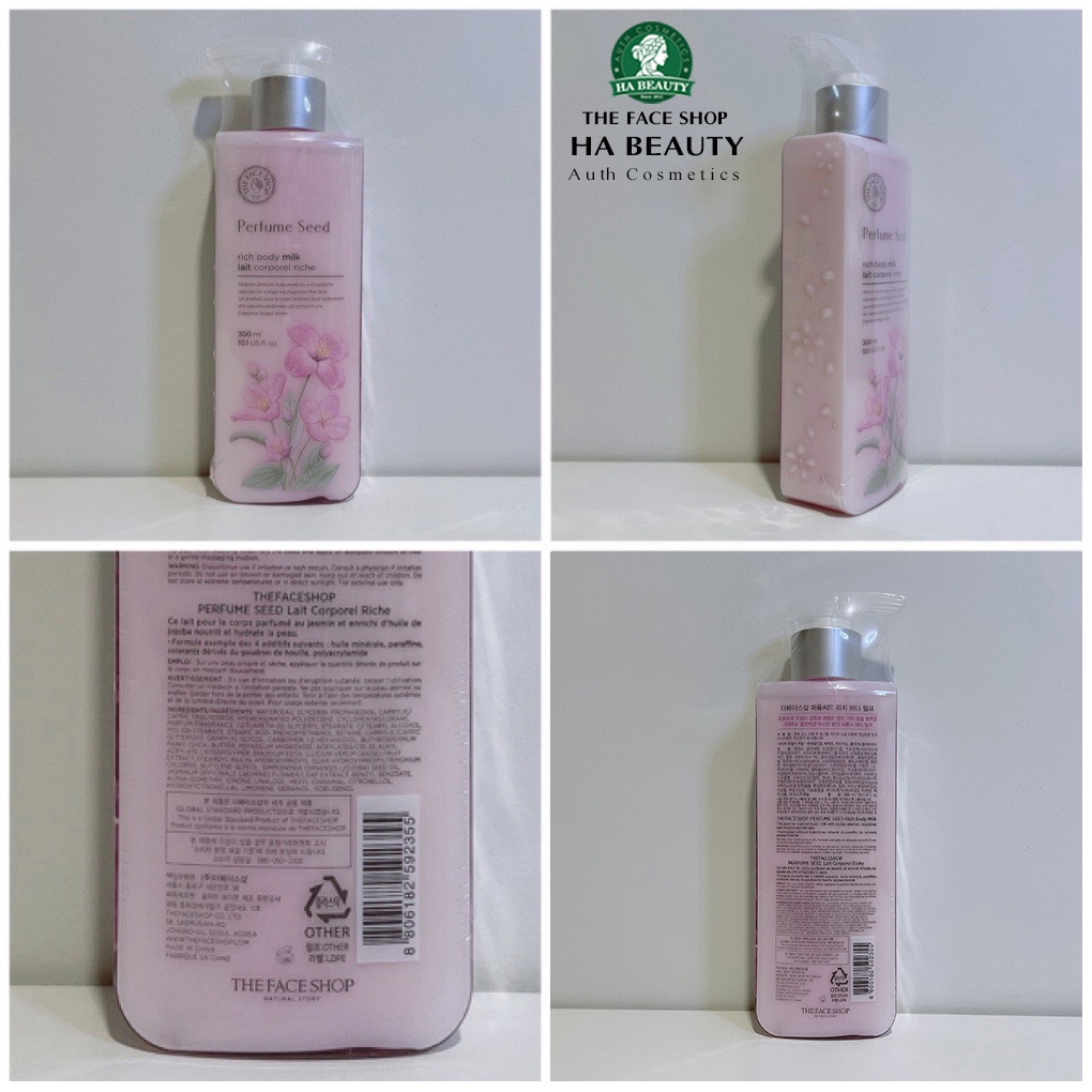 Sữa dưỡng thể dưỡng ẩm tốt trắng da thơm lâu hương nước hoa nhài The Face Shop Perfume Seed Rich Body Milk 300ml