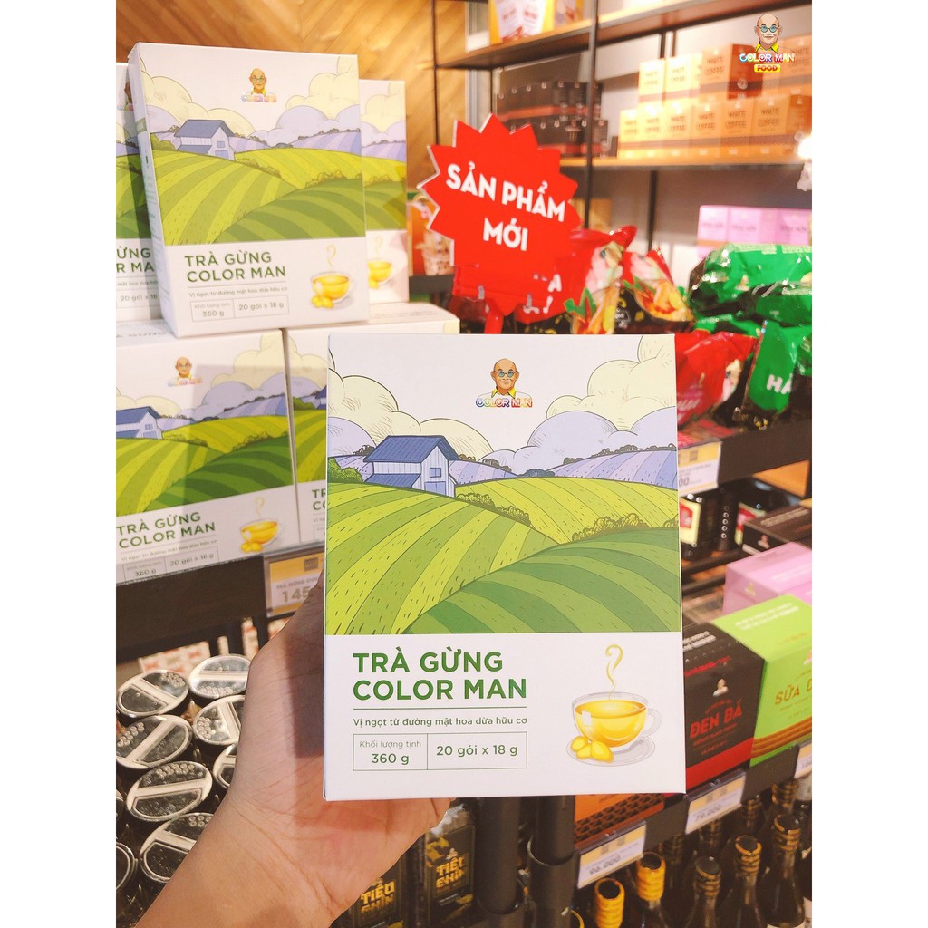 Trà Gừng Color Man set 20 gói thành phần gồm đường mật hoa dừa tự nhiên rất giàu chất chống oxy hóa | BigBuy360 - bigbuy360.vn