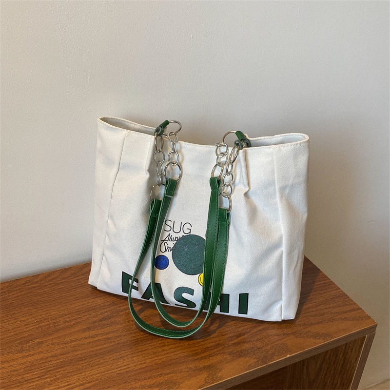 Túi tote Đeo Vai / Xách Tay Bằng Vải Bạt Sức Chứa Lớn In Họa Tiết Hoạt Hình Cho