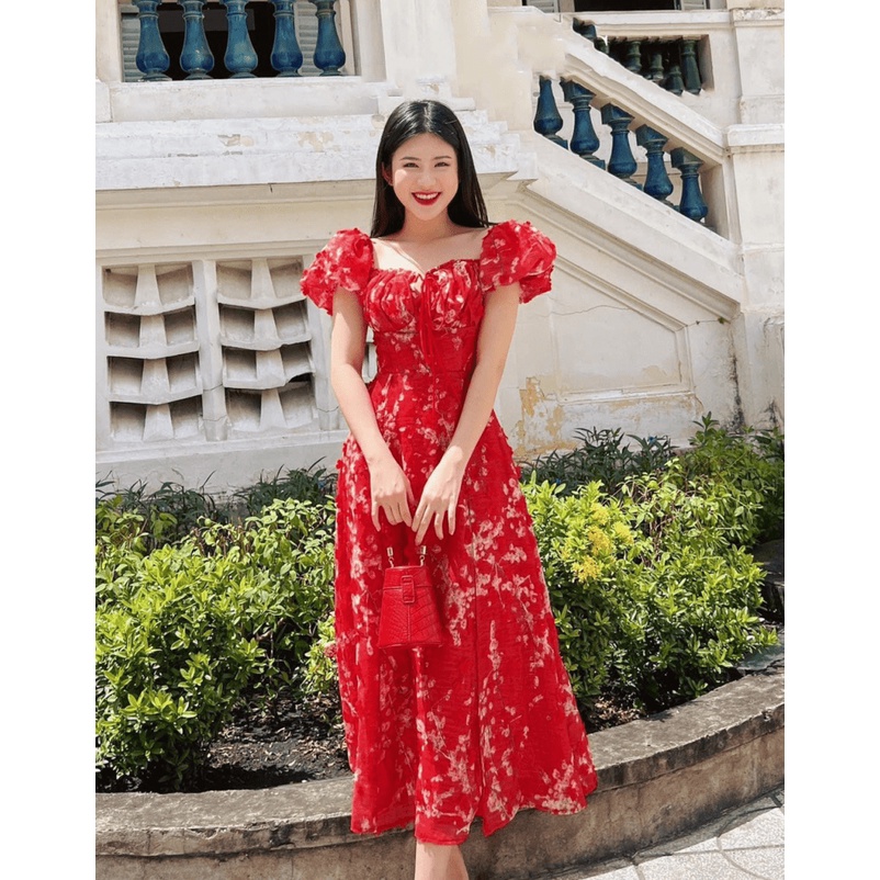 (FREE SHIP) ĐẦM VOAN XẺ ĐÙI MÀU ĐỎ CHỨNG TỎ YÊU ANH CỰC HOT HHP