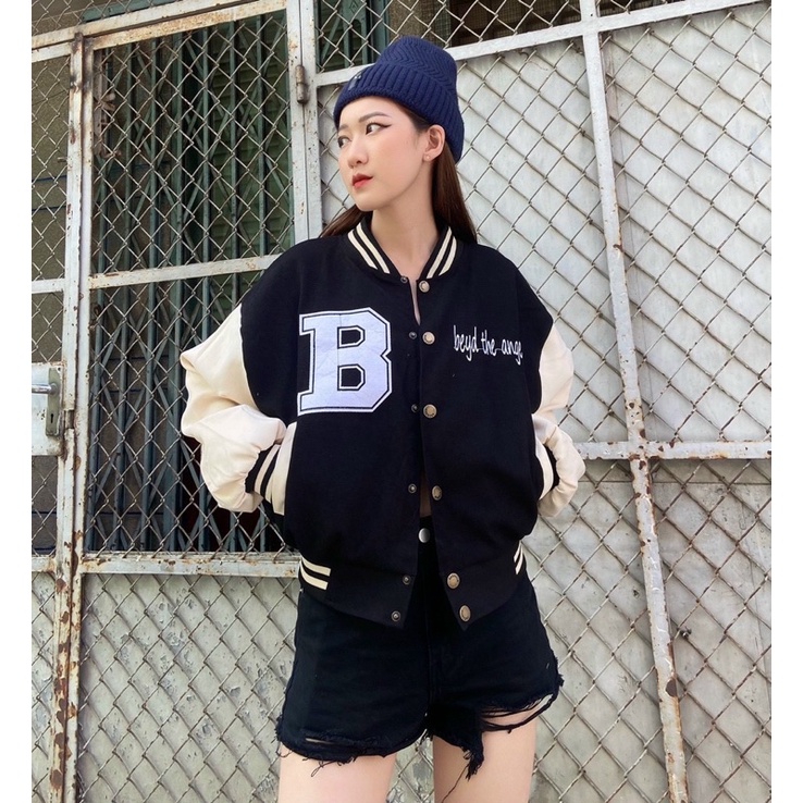 Áo khoác bóng chày form ngắn, chất da pha 2 lớp đẹp dành cho nữ MB- AN STORE