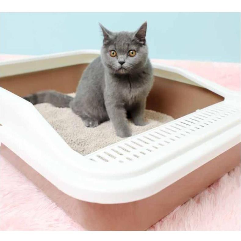 CTVD - Khay vệ sinh mèo siêu to siêu khổng lồ chữ nhật lớn (cho mèo dưới 8kg) kèm xẻng xúc cát vệ sinh mèo