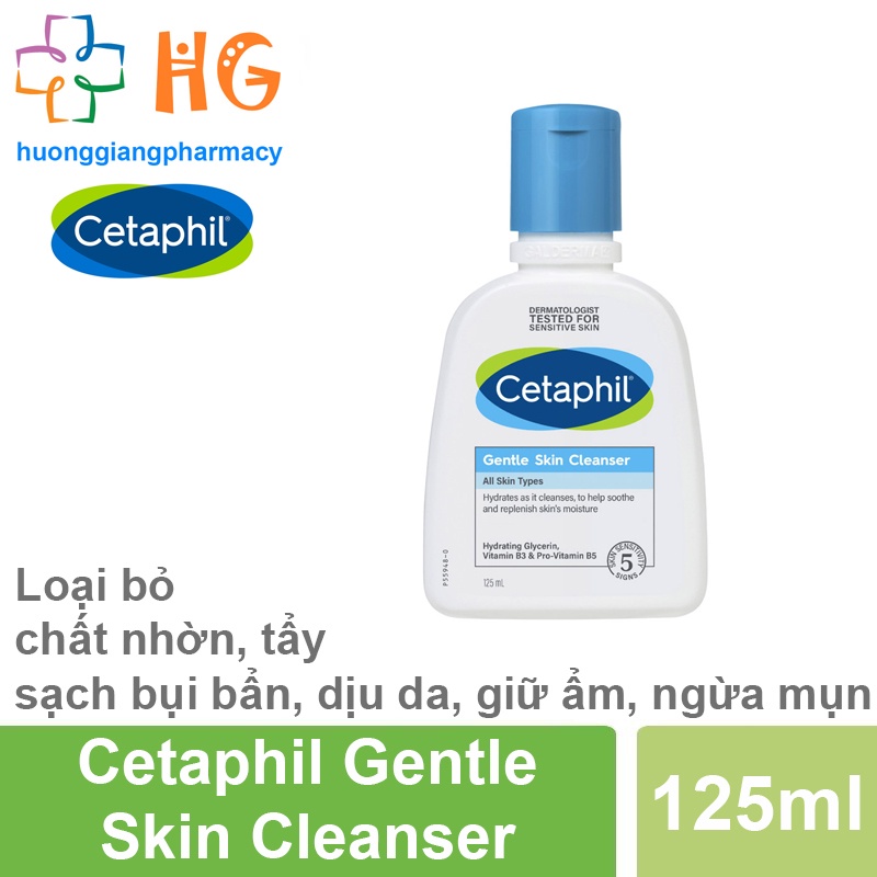 Sữa rửa mặt Cetaphil Gentle Skin Cleaner Giúp loại bỏ chất nhờn tẩy sạch bụi bẩn dịu da giữ ẩm ngừa mụn Chai 125ml