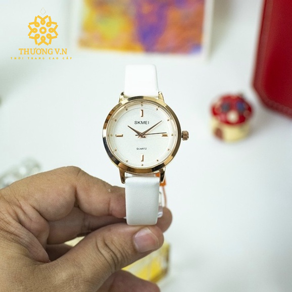 Đồng Hồ Nữ Skmei 1457 Chính Hãng Dây Da Thời Trang Cao Cấp Hình Thật 100% Chống Nước Tốt