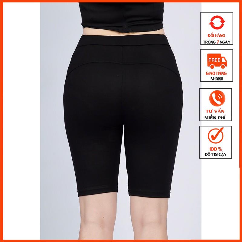 Quần đùi lửng, quần tập gym nữ chất cotton siêu co giãn mã 09xmtk