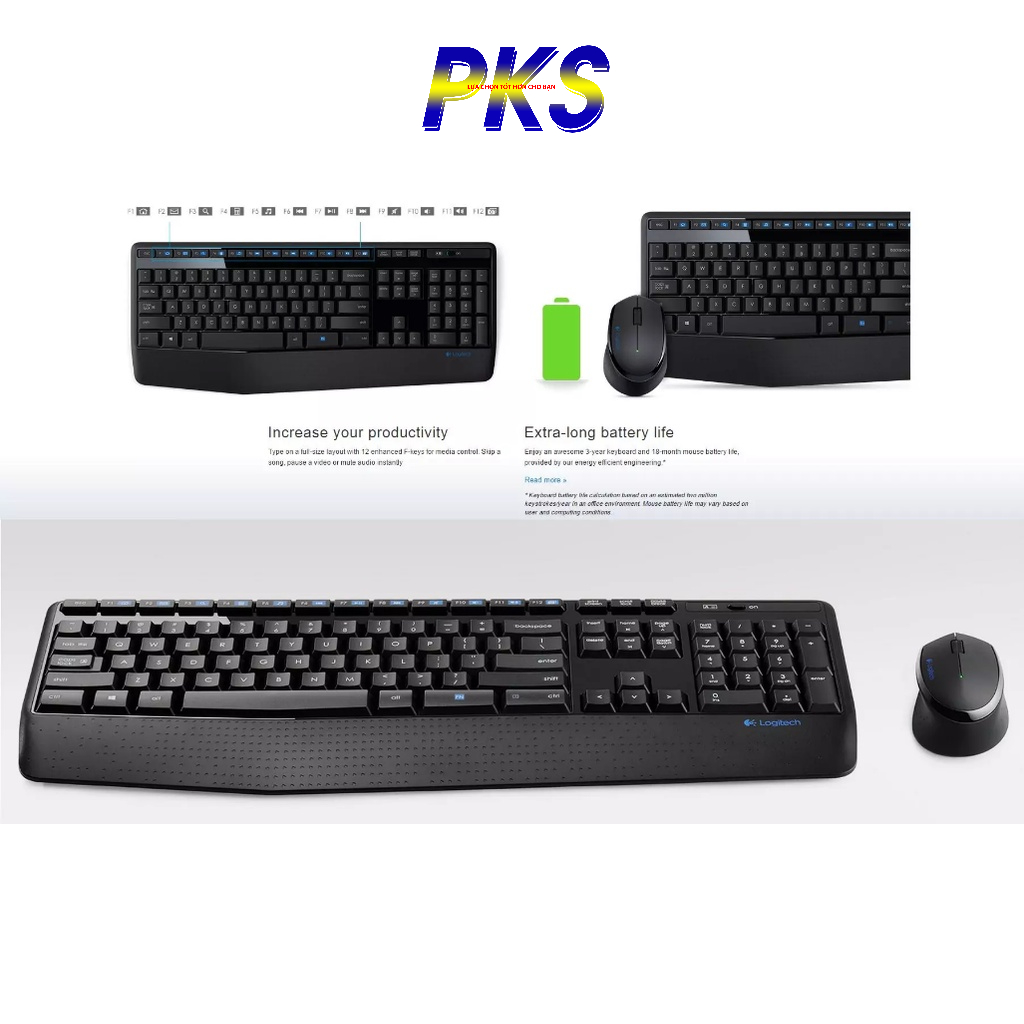 Bộ bàn phím và chuột không dây Logitech MK345 - Hàng chính hãng