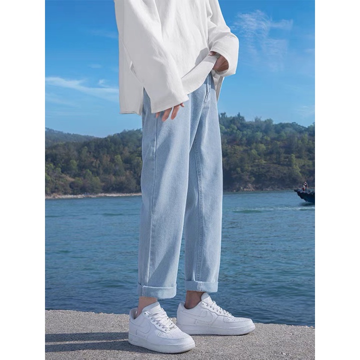 Quần jean nam baggy phom ống rộng, Quần bò nam ống rộng, kiểu dáng baggy TR style hàn quốc 2022