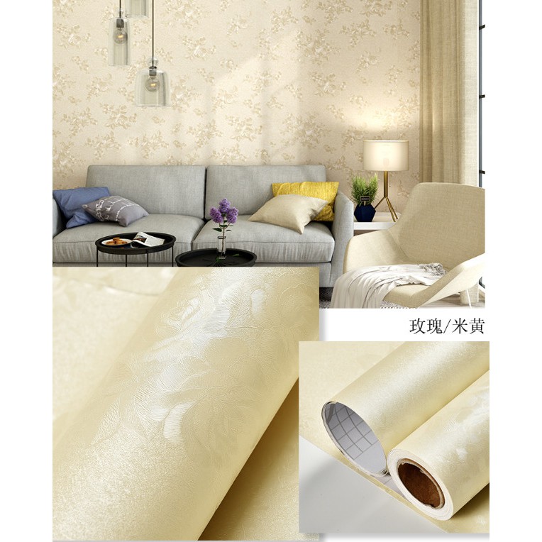 Giấy Dán Tường Hoa Vàng Nổi💖𝑭𝒓𝒆𝒆𝒔𝒉𝒊𝒑💖Decal Dán Tường Phòng Ngủ