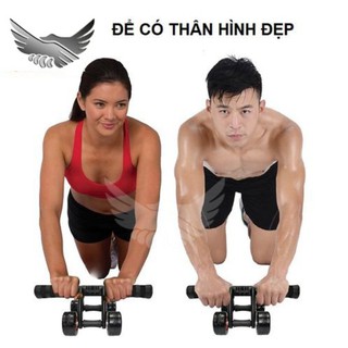 Con lăn dụng cụ máy lăng tập cơ bụng, Tập cơ bụng 4 bánh xe, tập thể dục nam nữ. Dụng cụ cụ 4 bánh