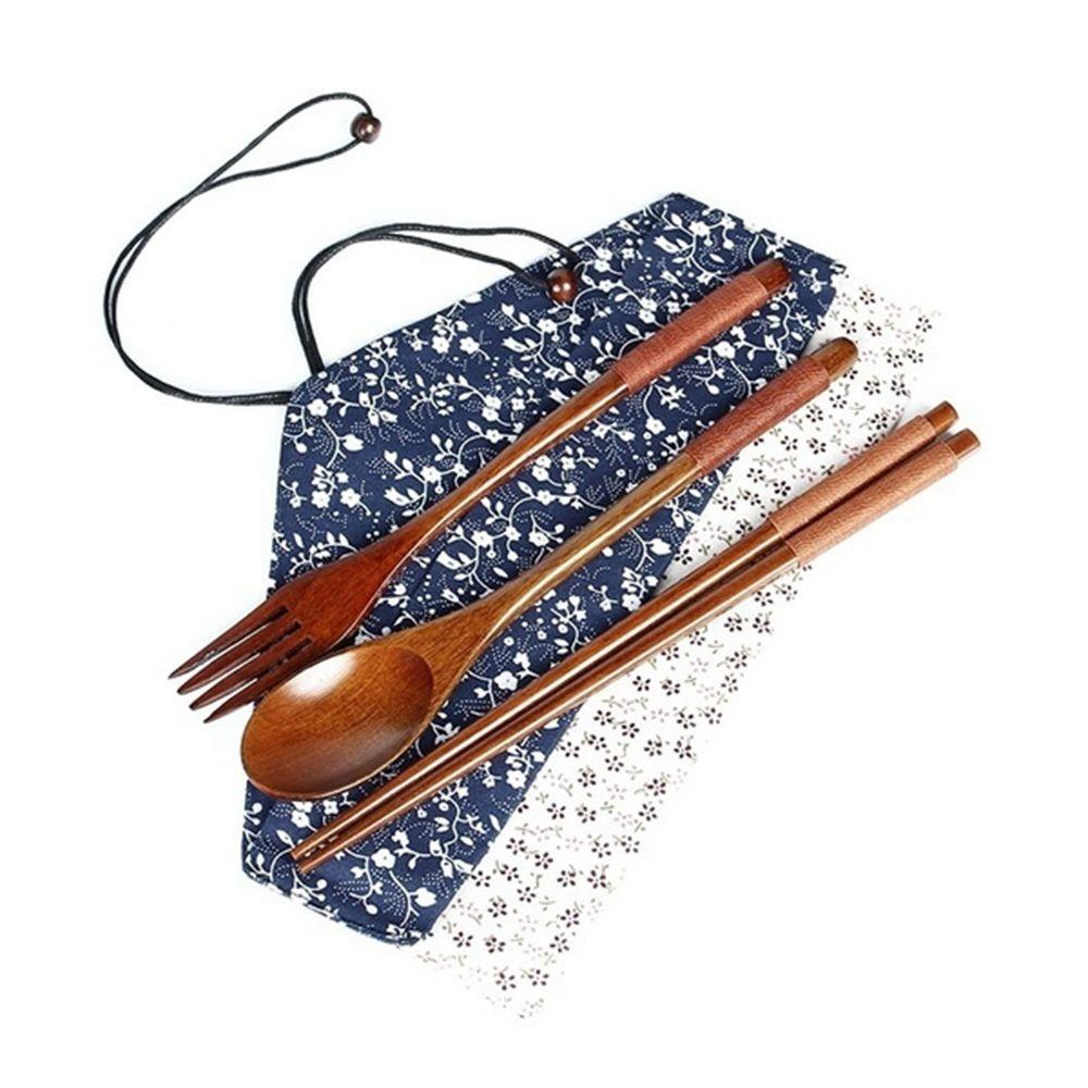 YIYU Túi Vải Đựng Muỗng Đũa Nĩa Phong Cách Retro Có Thể Tái Sử Dụng