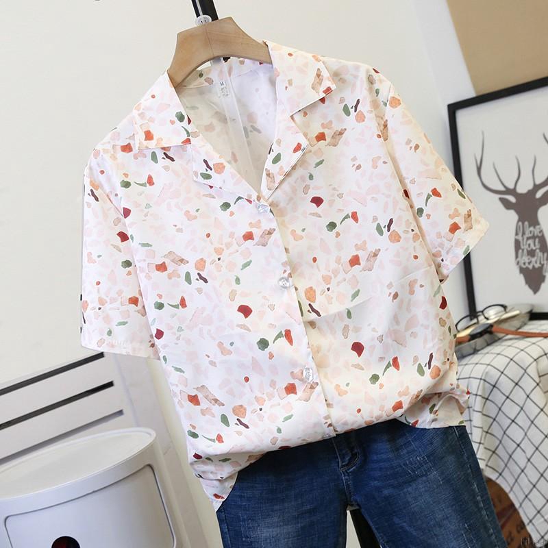 Áo sơ mi tay ngắn họa tiết Retro xinh xắn cho nữ | BigBuy360 - bigbuy360.vn