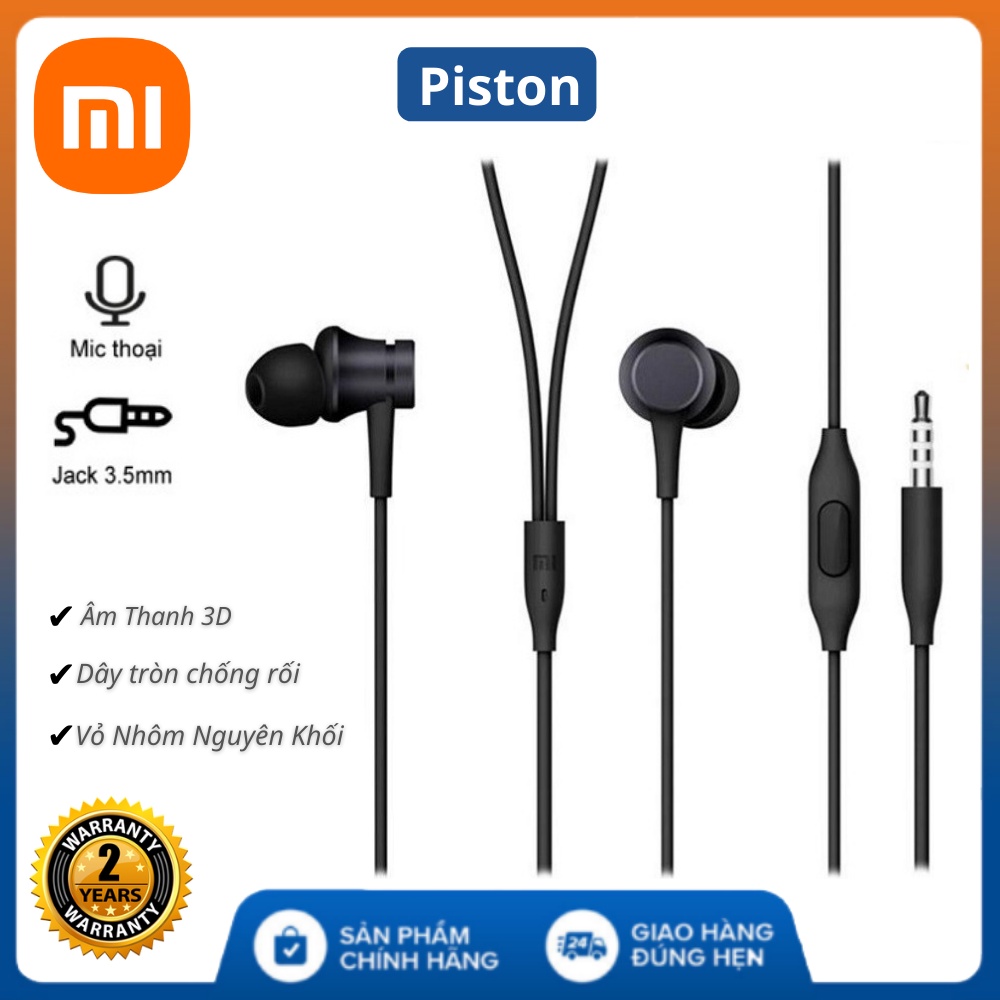 Tai nghe Xiaomi Piston lite 2022 tròn (đen) có mic , 3.5mm nhét tai chống ồn , bass mạnh có dây cho điện thoại gaming