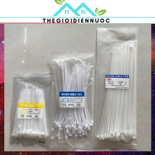 Dây rút nhựa , loại 10cm, 15cm, 20cm, dây thít, lạt rút nhựa trắng siêu chắc chắn, bền
