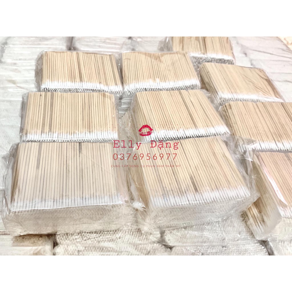 Tăm bông gỗ, tăm nhựa, tăm hũ , chải mày các loại dùng trong phun xăm thẩm mỹ