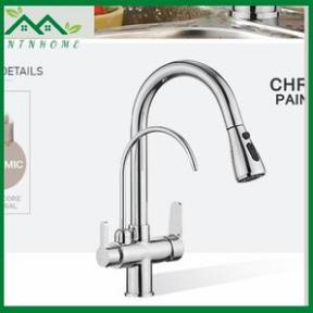 Vòi rửa bát nóng lạnh rút dây tích hợp vòi RO